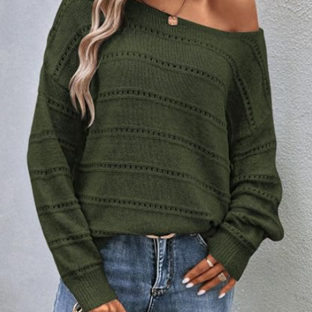 Women's Batwing Sleeve Off Shoulder Knit Sweater