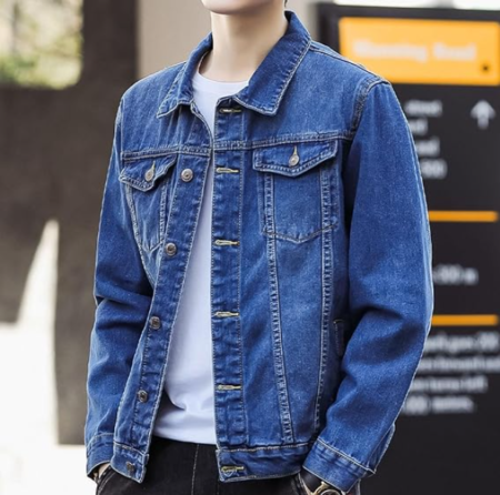 Men's Distressed Slim Fit Lightweight Denim Jacket