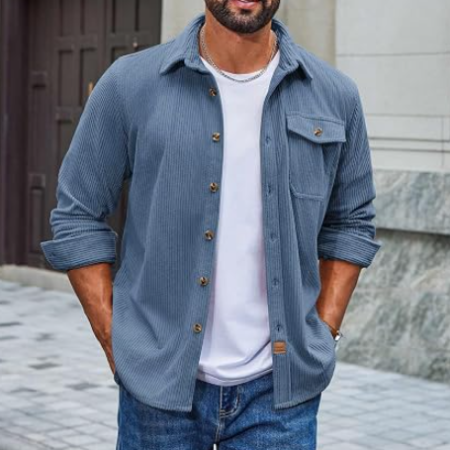 Men's Corduroy Button Front Shirt Jacket
