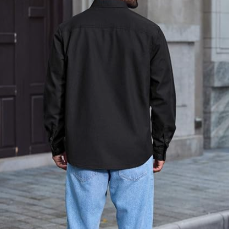 Men's Long Sleeve Button Front Denim Shirt Jacket