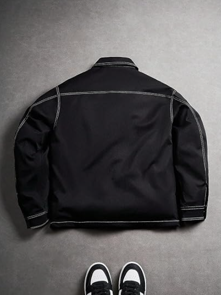 Men's Contrast Stitch Denim Jacket with Pockets