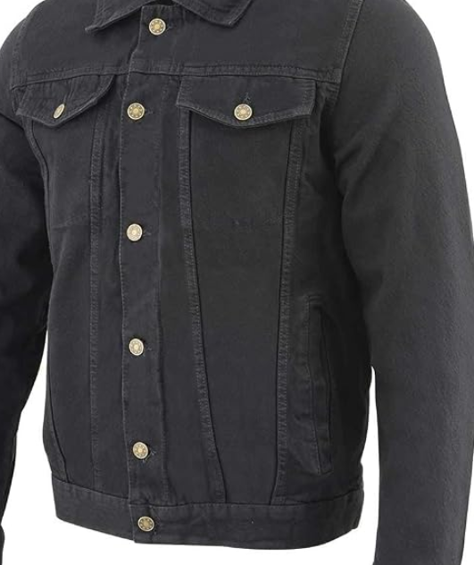 Men's Classic Black Denim Jacket with Multiple Pockets - Image 2