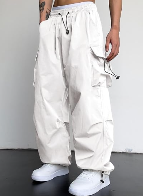 Men's Loose Fit Drawstring Parachute Cargo Pants