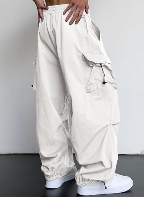 Men's Loose Fit Drawstring Parachute Cargo Pants - Image 2