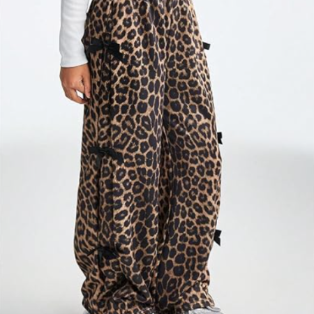Girls' Wide Leg Track Pants with Bow Detail