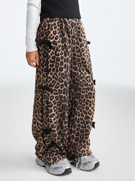 Girls' Wide Leg Track Pants with Bow Detail