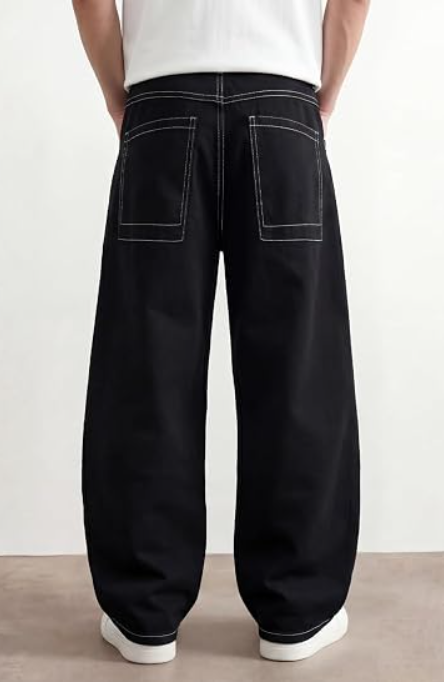 Men's Loose Fit Wide Leg Barrel Jeans