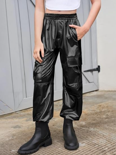 Girls' Metallic Cargo Jogger Pants