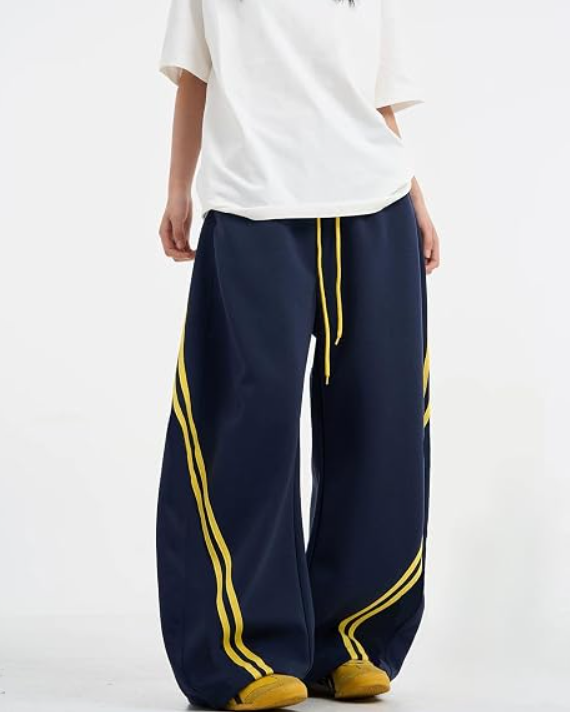 Unisex Baggy Striped Barrel Sweatpants