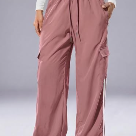Women's Wide Leg Drawstring Track Pants with Pockets