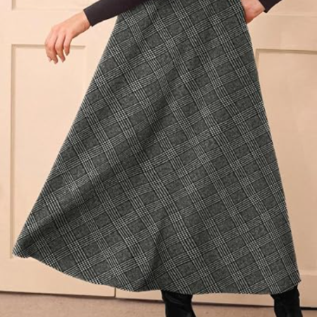 Women's High Waist Flared Plaid A-Line Skirt