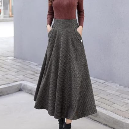 Women's Plaid Wool Blend High Waist Mini Skirt