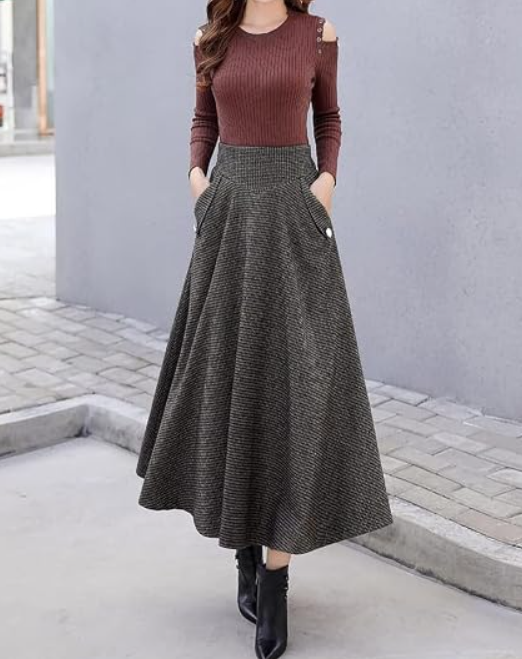 Women's Plaid Wool Blend High Waist Mini Skirt