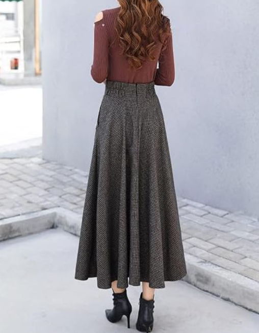 Women's Plaid Wool Blend High Waist Mini Skirt - Image 2