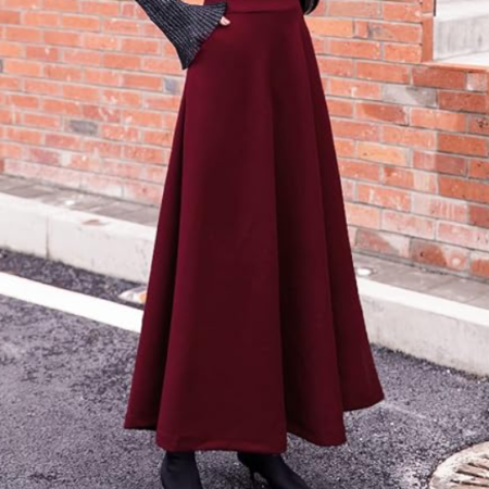 Women's Vintage Plaid High Waist Wool Blend Maxi Skirt