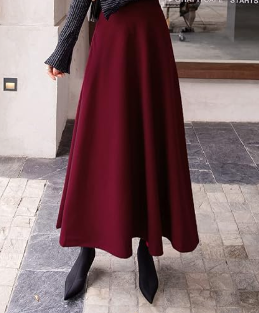 Women's Vintage Plaid High Waist Wool Blend Maxi Skirt - Image 2