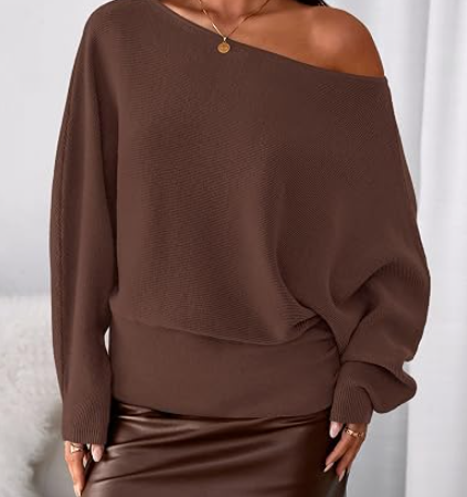 Women's Off Shoulder Knit Sweater for Fall Outfits