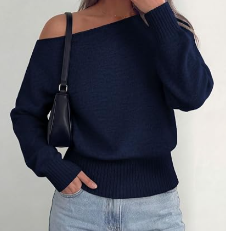 Women's Casual Off Shoulder Pullover Sweater